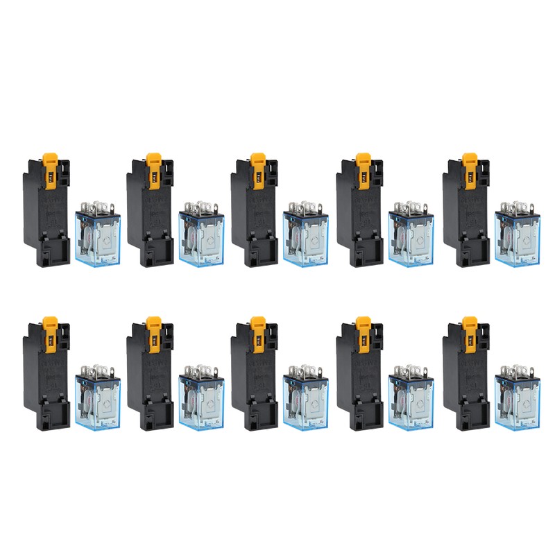 10 Sets 8 Pin Power Relay with Base AC220V Coil