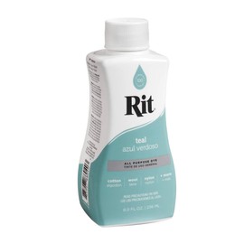 Rit Dye Liquid Teal All-Purpose Dye (8oz) - Pixiss Tie Dye Kit and Accessories Set Bundle with Rubber Bands, Gloves, Funnel and Squeeze Bottle - Tie Dye Party Supplies