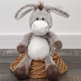 Donkey Doll, Trotro The Little Donkey, Standing Cuddly Toy Donkey, Cute Hanging Donkey Doll, Lifelike Soft Toy Made of Soft Plush for Cuddling and Playing (32 cm, Grey)