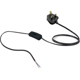 MejaRizon Lamp Switch, 2 Core Table Lamp Pre-Made Cable with Inline Switch 1.5 Meters, 250V 6A Light Switches, UK Plug Light Switches with 13A Fused, Suitable for Desk Lamp, Black