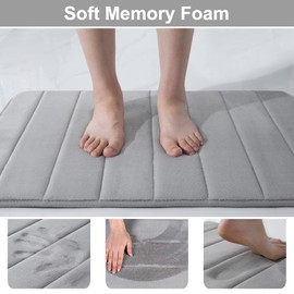Homaxy Memory Foam Bathroom Bath Mat, Absorbent Non-Slip Bath Mat, Washable Bath Mat – 43 x 120 cm, Grey