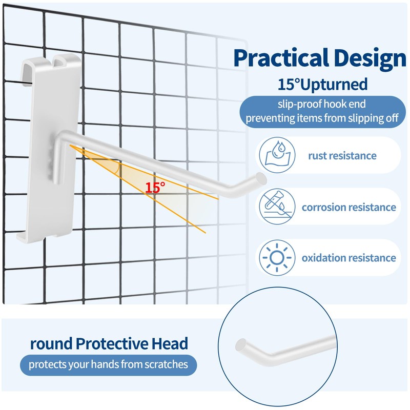 Waltool 20Pcs Gridwall Hooks, Metal Grid Panel Hanging Peg Hooks,