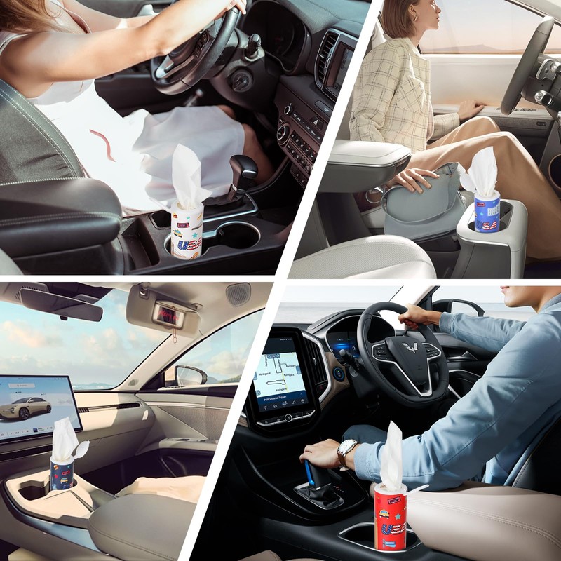 Car Tissues Cylinder 4 Packs Round Tissue Box Holder Perfect