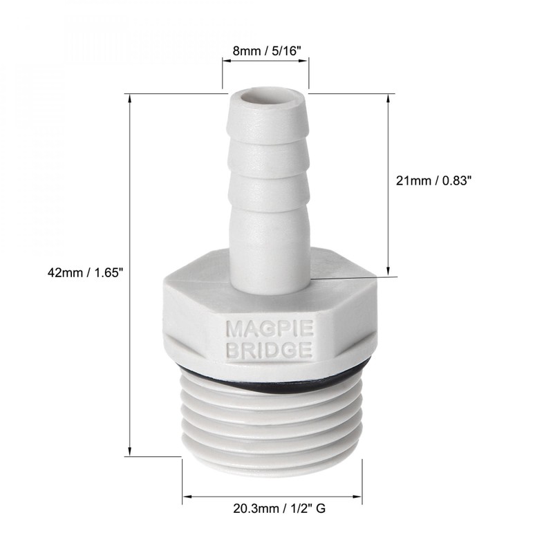 sourcing map PVC Barb Hose Fitting Connector Adapter 8mm or