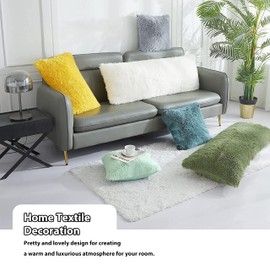 LIFEREVO Shaggy Body Pillow Cover,Super Soft and Plush Faux Fur Lumbar Pillowcase for Couch or Bed Decor,Microfiber Long Pillowshams for Adults Pregnant Women/Mother/Wife,20"x54"Black