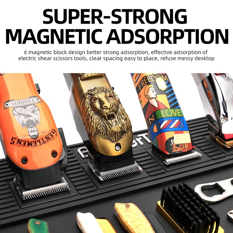 Magnetic Barber Mat with 6 Magnets - 19.3"x12.6" Non-Slip Tool