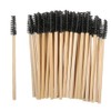 100 Pcs Disposable Mascara Wands, Bamboo Handle Nylon Bristles, Black Eyelash Spoolies Eyebrow Brush Makeup Kit, Eyelash Extension Applicator Makeup Tool (Disposable Lash & Mascara Wands)