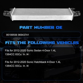 YOMALL 1PC Intercooler Replacement Parts Compatible with 2012-2020 Sonic 1.4L 1364CC Front Mount Intercooler Replace OE 95199556 96943741