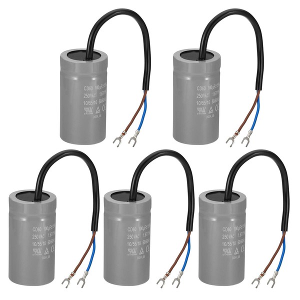 PATIKIL CD60 Running Capacitor, 5 Pcs 100uF 110-250V 2 Wires