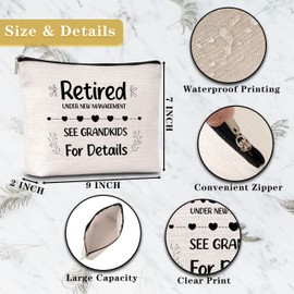 GREOXG Retirement Gifts for Women, Retired Makeup Bag, Small Zipper Travel Cosmetic Bag, Cute Makeup Pouch Gift Ideas for Women Friends Teacher Coworkers Birthday Christmas-E47