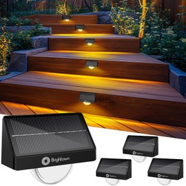 Brightown Solar Step Lights for Outside, 4 Pack Solar Stair Lights Outdoor Waterproof IP68, Multiple Color Modes Step Light Outdoor for Garden Stair, Front Step, Front Porch, Deck, Sidewalk and Patio