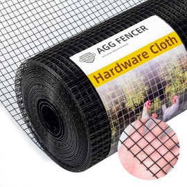 AggFencer 48in x 50ft Black Hardware Cloth 1/2 inch 19Ga PVC Coated Wire Mesh Vinyl Coated Fence, Welded Metal Chicken Wire Fencing Roll, Garden Plant Fencing, for Chicken Coop and Home Improvement
