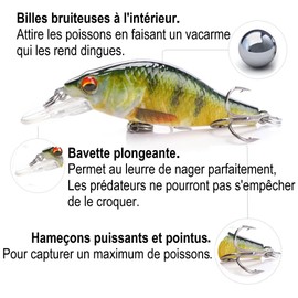 jerkbait Minnow 5 to 9 cm 4 to 22 g Hard Predator Fishing Trout Pike Swimming Fish Soft (4 PCS 1 of Each Colour, 7 cm 11 g)