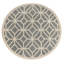 Rugshop Contemporary Geometric Indoor/Outdoor Round Rug 8' Blue