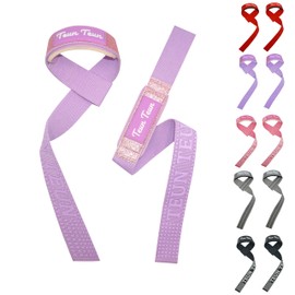 Teun Teun Glitter Weight Lifting Wrist Straps – 24-Inch Cotton Gym Straps with Neoprene Padding for Deadlifts, Powerlifting, and Strength Training (Lavender)
