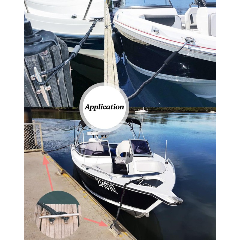 2PCS Dock Lines 3FT Premium Bungee Boat Lines Boat Accessories
