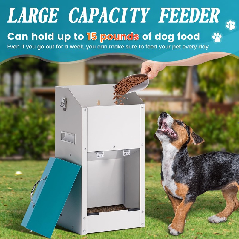 HHNIULI Galvanized Gravity Automatic Dog Feeder with A Stainless Steel