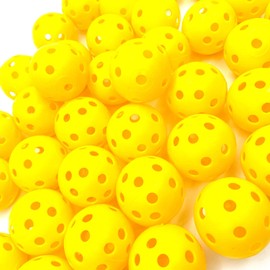 KINOKINO Pierced Balls, Baseball, Batting, Practice Balls, Toss Batting, Tee Batting (Yellow, 1.7 inches (42 mm), Set of 50