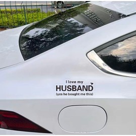 MAKTEM I Love My Husband Humorous Quote Car Decals for Women and Wives, Funny Marriage Love Car Accessory, Thoughtful Gift (Ilovehusbandblack)