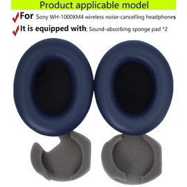almohadillas para orejas de repuesto de 1000 x M4 compatibles con auriculares inalámbricos Sony WH-1000XM4 con cancelación de ruido, esponja de piel suave resistente y absorbente de sonido + 2
