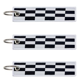 LLBFHH 3 Pcs Checkered Black and White Racing Flag Keychain,Woven label Key Chains for Car Keys,Fabric Key Chains Men and Women,Used for Various Decorations.