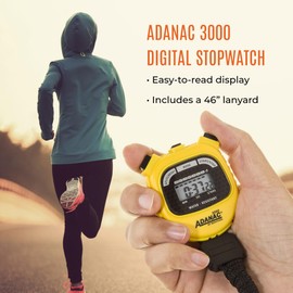 MARATHON Adanac 3000 Digital Sports Stopwatch Timer with Extra Large Display and Buttons, Water Resistant- Yellow