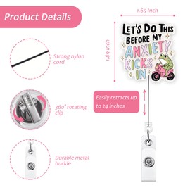 Funny Cute Badge Reel Nurse ID Badge Holder Retractable Clip Funny Anxiety Frog Badge Reel Accessories for Nursing Student Pediatric Teacher Medical Worker