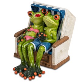 formano Pair of Frogs in Beach Chair 16 cm Figure Funny Frogs Decoration