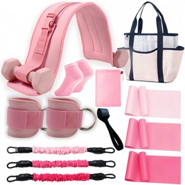 Ypdroy Leg and Glute Exercise Set Hip Thrust Belt, Ankle Resistance Bands with Cuffs Exercise Band Kit Yoga Socks & Bag, Pink Weights Workout Equipment for Women at Home Gym Fitness Equipment (Pink)