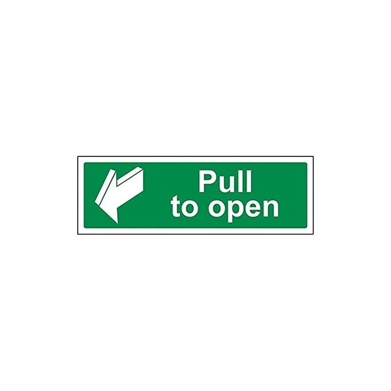 V Safety Pull To Open Door Sign - 300mm x