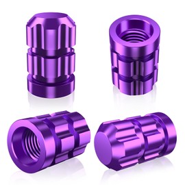 QUARKACE Tire Valve caps, Universal Valve Stem Caps for Car, Motorcycle and Bike, Non-Fading Bright Color, Corrosion Resistant Coating, Air Leakproof Metal Tire Caps 4 Pack - Purple