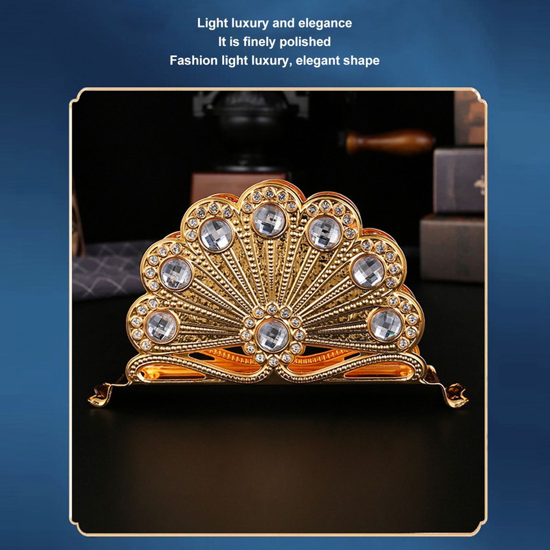 Golden Metal Napkin Holder Exquisite Light Luxury European Style Zinc