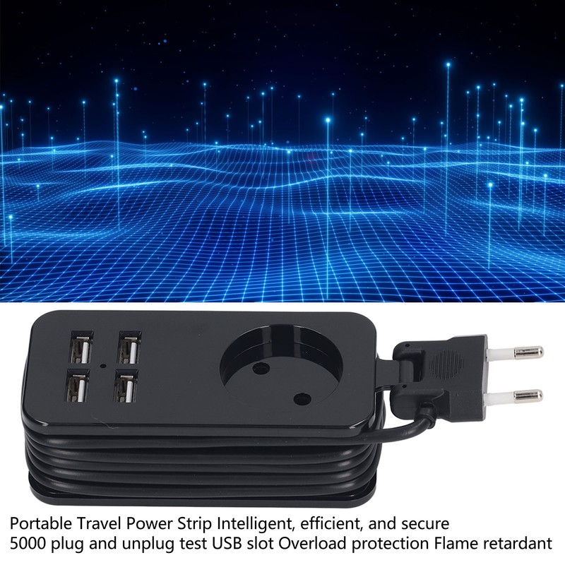 Power Strip 1200W 10A Fireproof Adapter with 4 USB Port