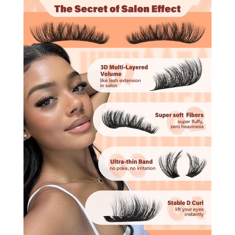 Lash Clusters Kit Fluffy 100D Thick Eyelash Clusters 10-18MM 192pcs