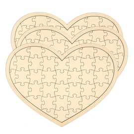 3 Pack Blank Wooden Heart Shaped Jigsaw Puzzle 11.2x8.4 Inch Unfinished Wooden Puzzle Board Heart Shaped Canvas for DIY