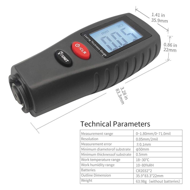 Paint Thickness Gauge | Digital Meter for Automotive Coating Thickness