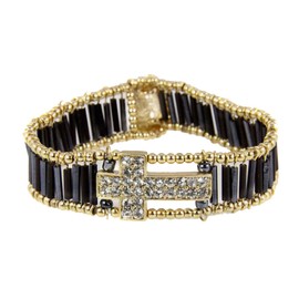 4030627 Beaded Cross Stretch Bracelet Christian Beads Jesus Bible Religious