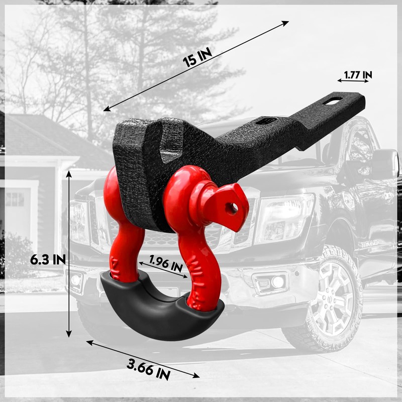 2PCS Front Tow Hook Mount Bracket and D-Ring Fit 2017