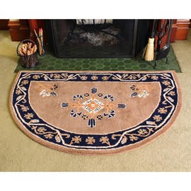 Minuteman International Cocoa Jardin Wool Hearth Rug, Half Round