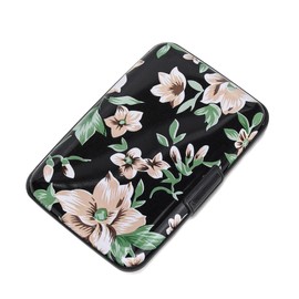 HAPPYLIVE SHOPPING Mini RFID Aluminum Wallet Slim Credit Card Case Business Cards Wallet Metal ID Case Credit Cards Holder for Women Men (Flower 4)