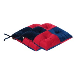 Makimoo 2-Pack Outdoor/Indoor Wicker Patio Seat Cushion Pad, Water Repellent, Dining Chair Cushion, with Ties 17 x 17, Set of 2 (Blue & Red)