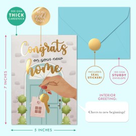 Sweetzer & Orange Housewarming Card – Elegant New Home Greeting Card with Envelope & Gold Foil Seal – 5”x7” Thick Cardstock Congratulations for Homeowners, Renters & Real Estate Gifts