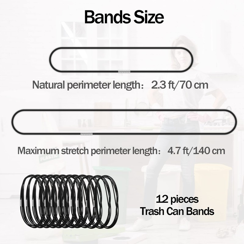 12Pcs Trash Can Bands for 13-30 Gallon Garbage Can 4.7Ft