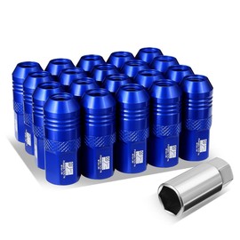 J2 Engineering J2-LN-T7-040-15-BL M12 x 1.5 T6-7075 Aluminum 50mm Open End Lug Nuts w/Deep Drive Extension Adapter,Blue