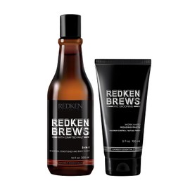 REDKEN BREWS - Shampoo 3 en 1 Redken Brews 300ml y Cera Molding Paste 150ml | Shampoo limpiador ligero para todo tipo de cabello | Shampoo 3 en 1: Shampoo, Acondicionador y Gel de Baño para hombre