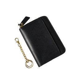 Coin Purse, Men's, Box-type, Genuine Leather, Pueblo Leather, Coin Case, Small, Can Store Bills and Cards, Compact, Mini Wallet, For Men, Black