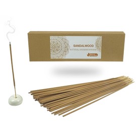 WOCHOLL Sandalwood Incense Sticks Aromatic Sticks (100 Gm Pack + Free Holder) Organic, Low Smoke, Yoga, Meditation Relaxation, Aromatherapy (100 Gm, Sandalwood)