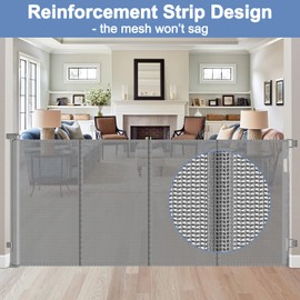 Reinforcement Strip Design 90 Inch Extra Wide Baby Gate for Large Openings Retractable Baby Gates Extra Wide Upgraded Spring Retractable Dog Gates for The House Extra Wide Adjustable Bracket Pet Gate