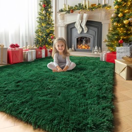 Amdrebio Deep Green Area Rug for Living Room,5x8 Rug,Fluffy Thick Rug for Bedroom,Soft Indoor Furry Rug for Kids Room,Teen,Women,Shag Modern Cool Rug for Nursery Playroom Classroom,Dark Green Carpet