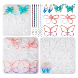 KISSITTY - Moldes de silicona de mariposa para llaveros, colgante de mariposa, moldes de fundición de resina con anillos de salto, cadenas de bolas para hacer joyas, decoración para colgar en la ventana del hogar, fiestas